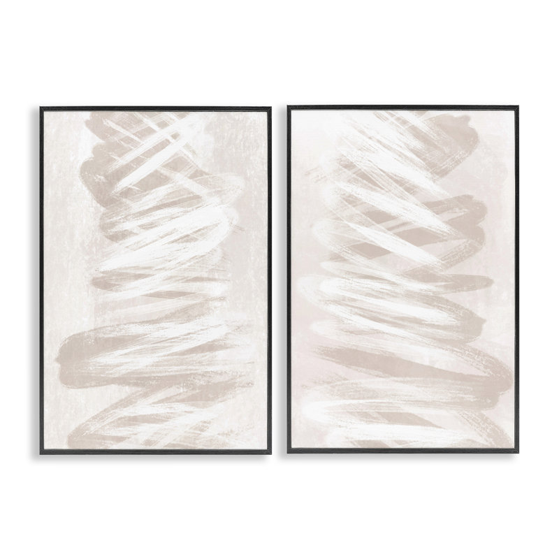 Ensemble de 2 giclées encadrées Minimal Beige Waves, design par Martina Pavlova, H 18 po x l 12 po