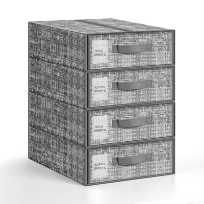 4-Pack Gray Linen-Like Storage Box