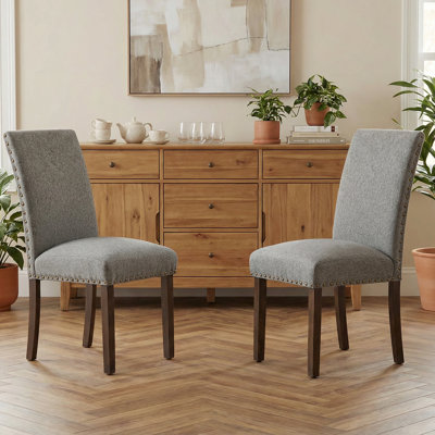 Upholstered Wooden Dining Chairs by August Grove