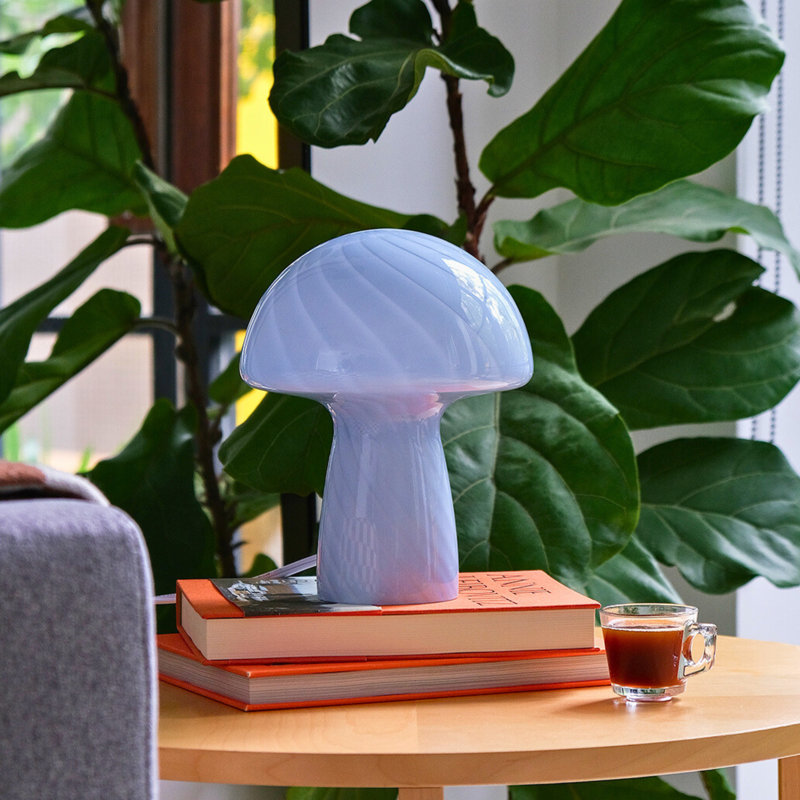 Petite lampe de table en verre, Bleu, Bleu