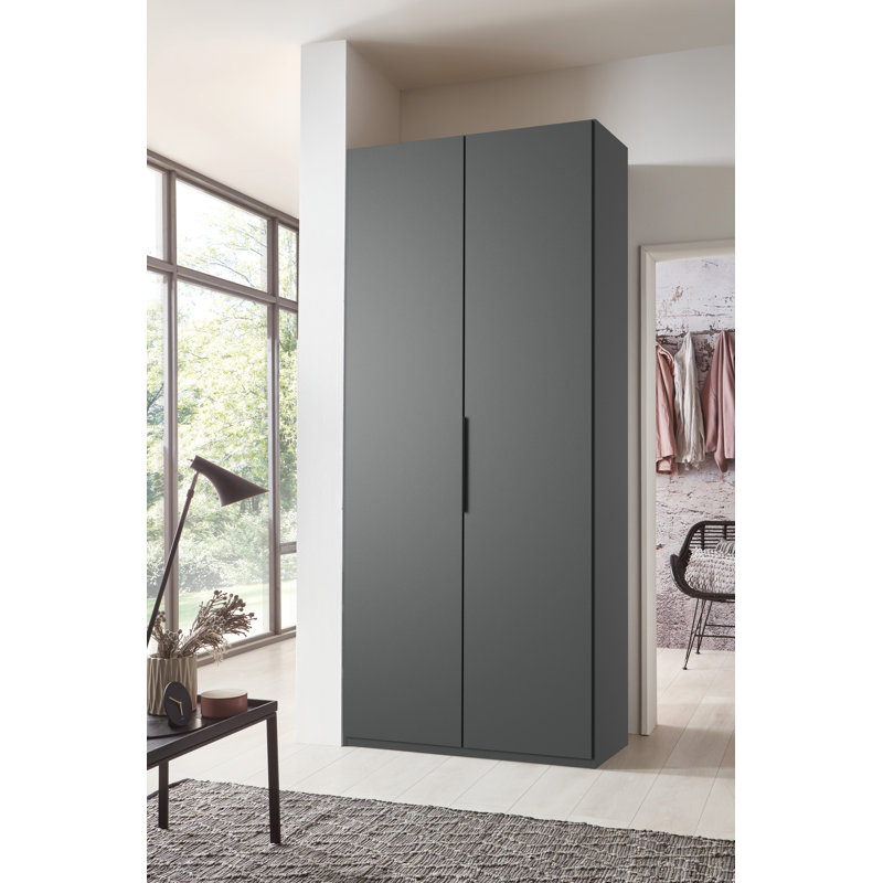 Guardino 2 Door Wardrobe, 236cm H x 100cm W x 58cm D, Graphite