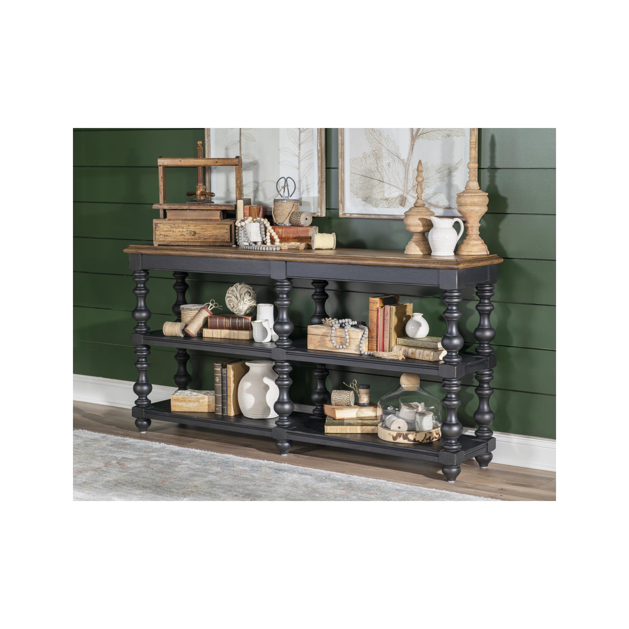 Country Living Bobbin Console Table, Black