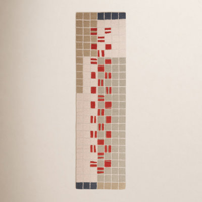 Elswick Gray Red Hand-Tufted Geometric Wool Rug