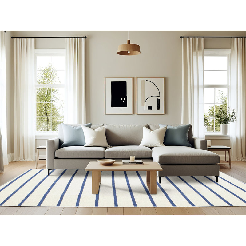 Striped Indoor Rug, Rectangle 6' x 9'