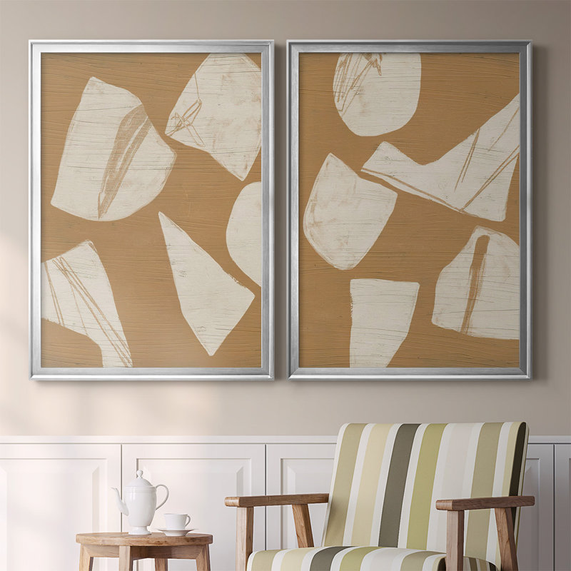 Toile encadrée de qualité supérieure «Pciemeal I» - prête à être accrochée, Argent, H 24,5 po x l 37 po