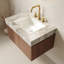 Meuble-lavabo flottant mural Adwin de 30 po (4 finitions) - Armoire pré-assemblée en contreplaqué avec comptoir en pierre frittée gris clair italien et lavabo encastré en céramique-776290443-776290486