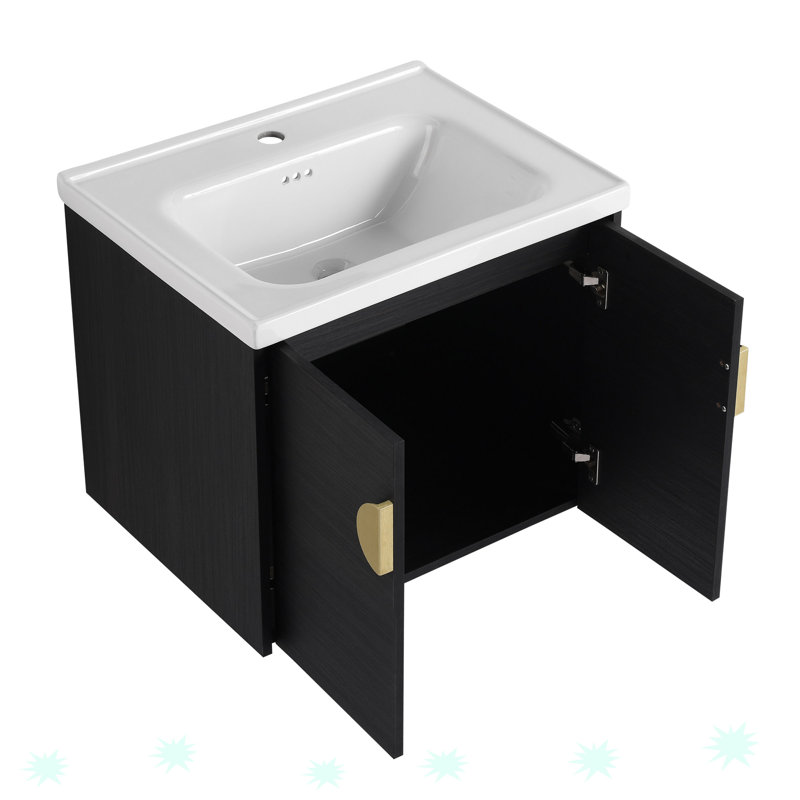 Meuble-lavabo à fermeture en douceur avec lavabo, pour petite salle de bain
