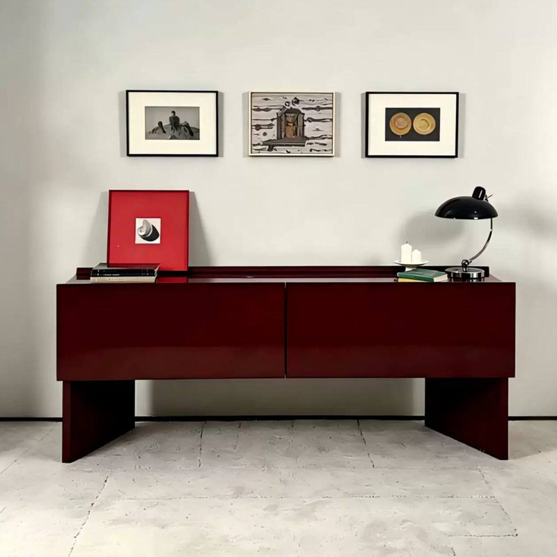 Console italienne de minimalisme moderne italien, H 30,7 po x l 78,7 po x P 15,7 po, Rouge foncé, Rouge foncé, Rouge foncé