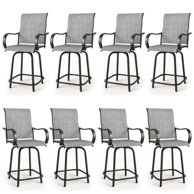 All-Weather PVC-Coated Polyester Swivel Patio Bar Height Stools