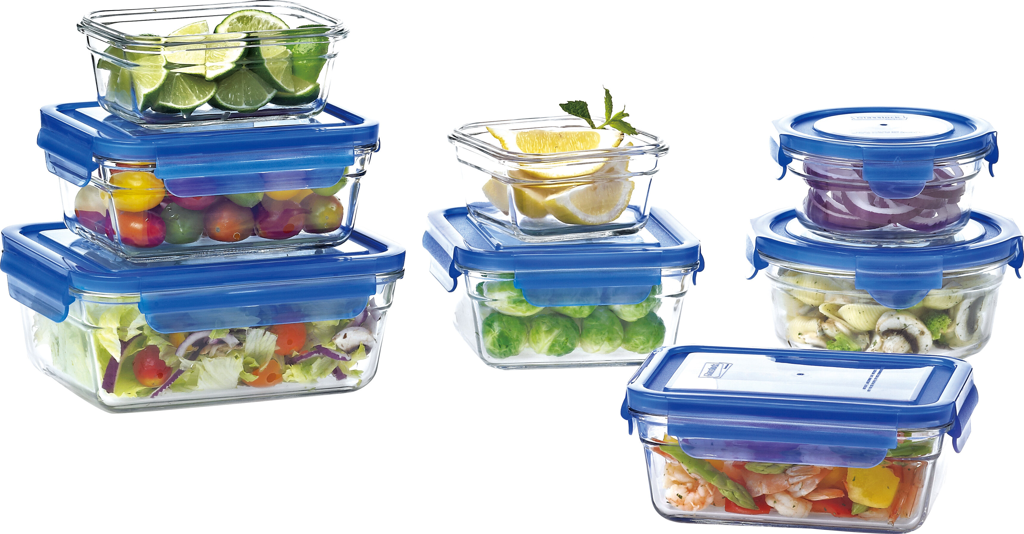 Glasslock Reusable Food Storage Container Set, Oven & Freezer Safe, 14  Pieces