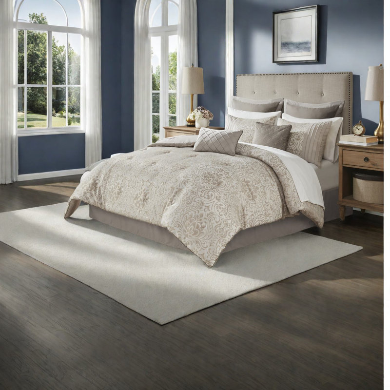 Ensembles de literie luxueux en jacquard, polyester confortable, conception de chambre à coucher classique