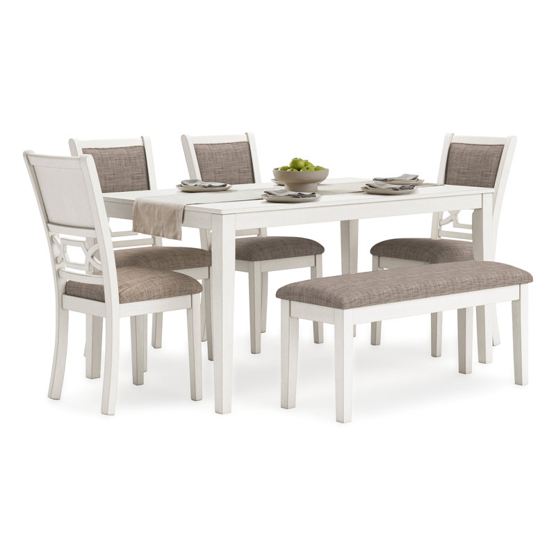 Damonee Dining Table And 4 Chairs And Bench (Set Of 6)