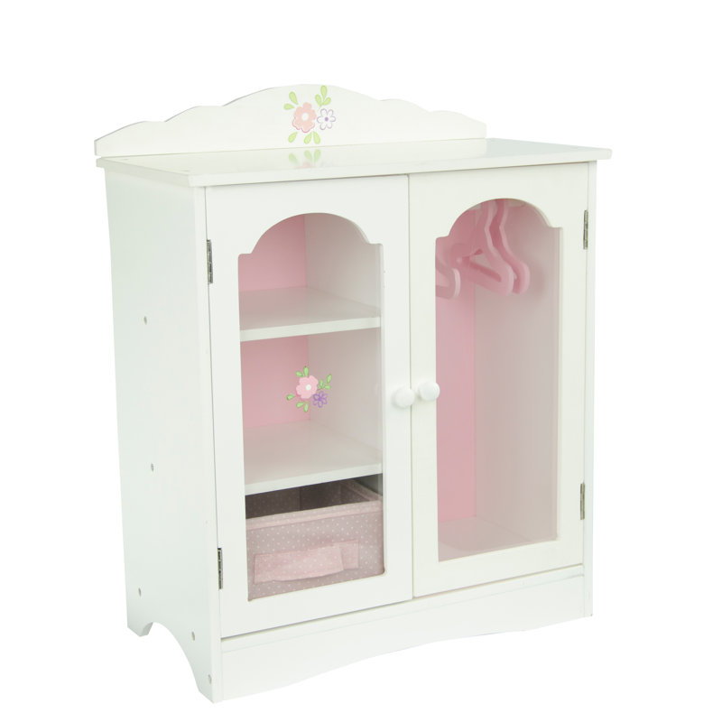 Teamson Kids Little Princess Toy Closet with Hangers for 18" Dolls, Gray/Pink