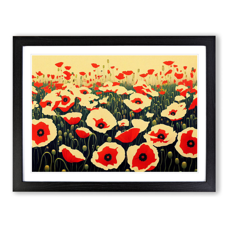 Evolving Poppy Flowers - Framed Print, 34cm H x 46cm W x 2cm D, Black