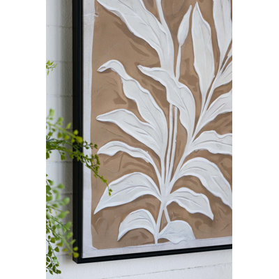 Minimalist Leaf Paintings With  Frame, Set Of 2