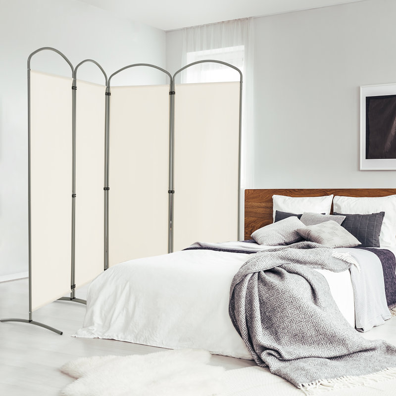 Cloison pliante Caleshia, 4, H 74 po x l 87 po x P 20 po, Blanc cassé