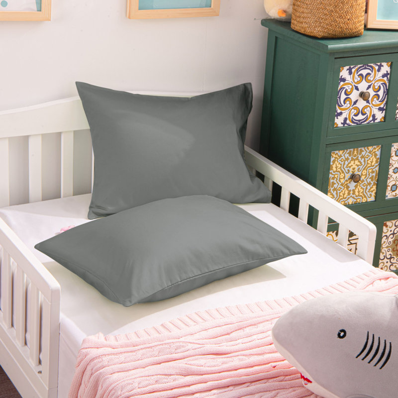 Standard Cotton Nursery Pillowcases - 500 Thread Count Travel-Friendly 13x18-Inch Envelope Closure Set?, Dark Gray