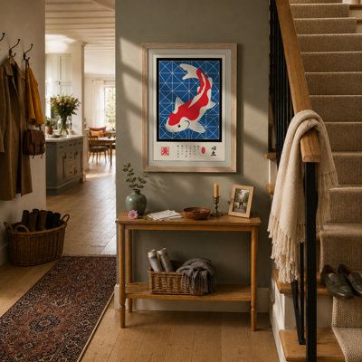 Koi in Motion Japandi - Framed Print