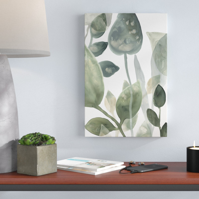 «Water Leaves I», peinture sur toile, H 18 po x l 12 po