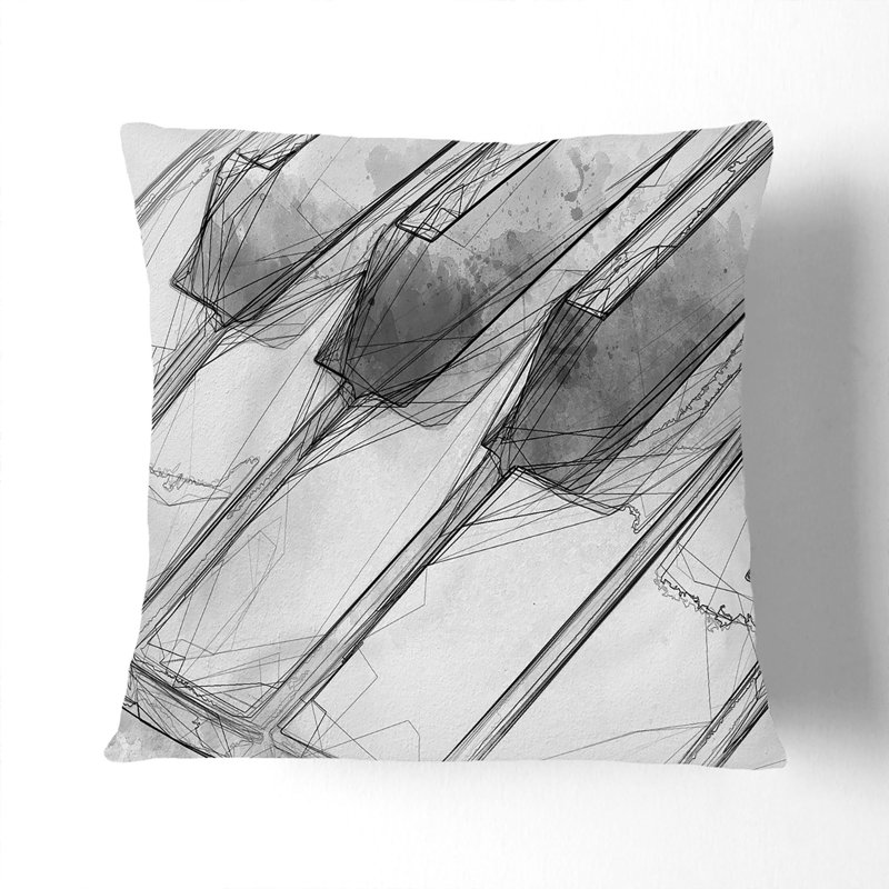 Keyboard Keys Cushion with Filling, 40cm H x 40cm W x 15cm D, White