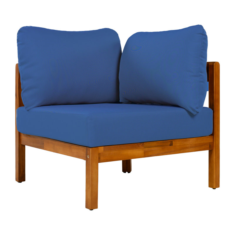 Spacious Patio Sofas, Acacia Wood L Shape Modern Corner Seating, Garden