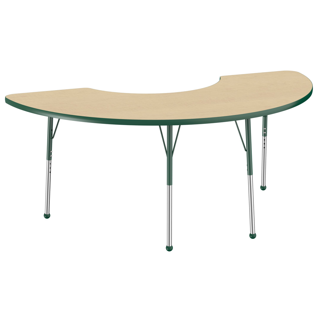 36" x 72" Half Moon T-Mold Activity Table with Adjustable Legs Factory Direct Partners Top/Side 