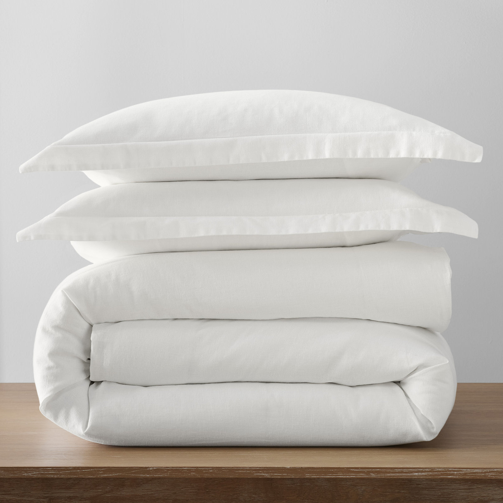 Jeffen Linen Duvet Cover Set, Full/Queen Duvet Cover + 2 Standard Shams, White