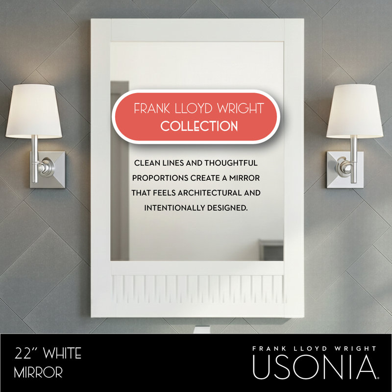 Through Lines Bathroom Mirror, 30" x 22", White