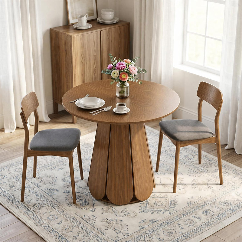 Table de salle à manger ronde 31,5 pouces avec base Petals, Brun / ne s'applique pas