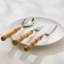 Ensemble de couverts 6 pièces en bambou et en acier inoxydable - Couverts durables en acier inoxydable 304 avec poignées en bambou naturel pour la cuisine, la maison, le mariage et les repas en plein air