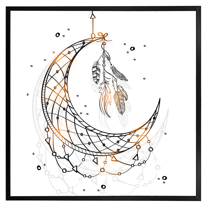 Cumberbatch Dream Catcher With Crescent Moon - Single Picture Frame Print, 31cm H x 31cm W x 4cm D, Black