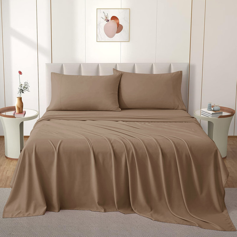 Nycolas 100% Cotton Plain Weave / Muslin Flat Sheet, Super King (6'), Beige
