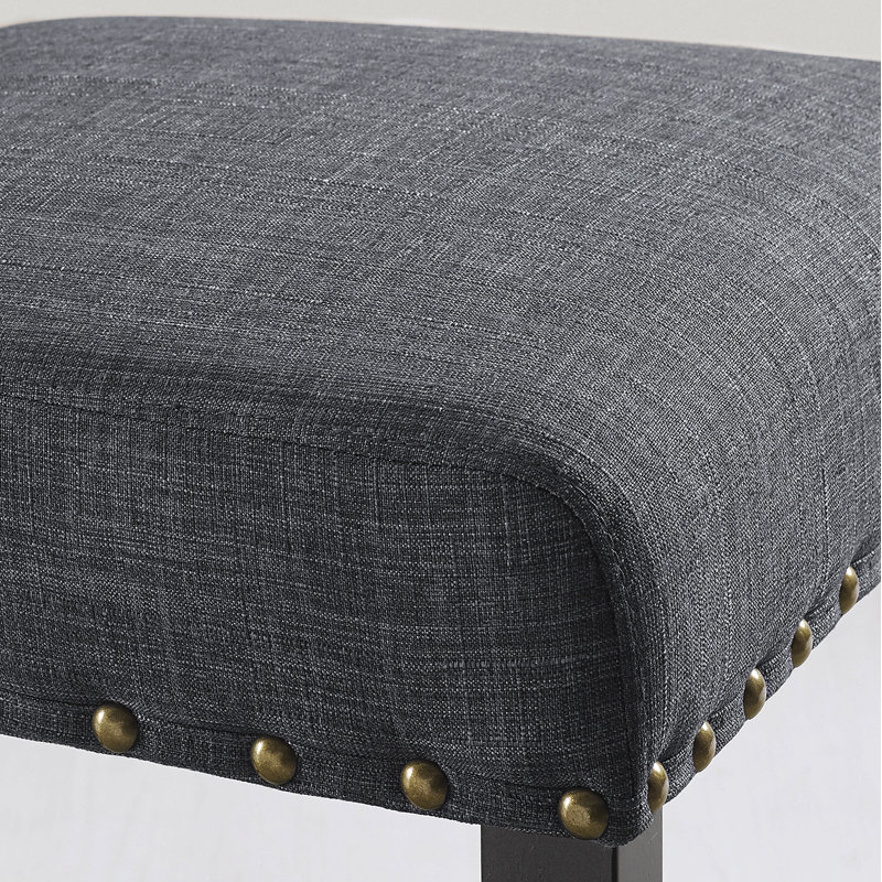 Tabourets de bar en tissu avec garniture cloutée, ensemble de 2, Gris