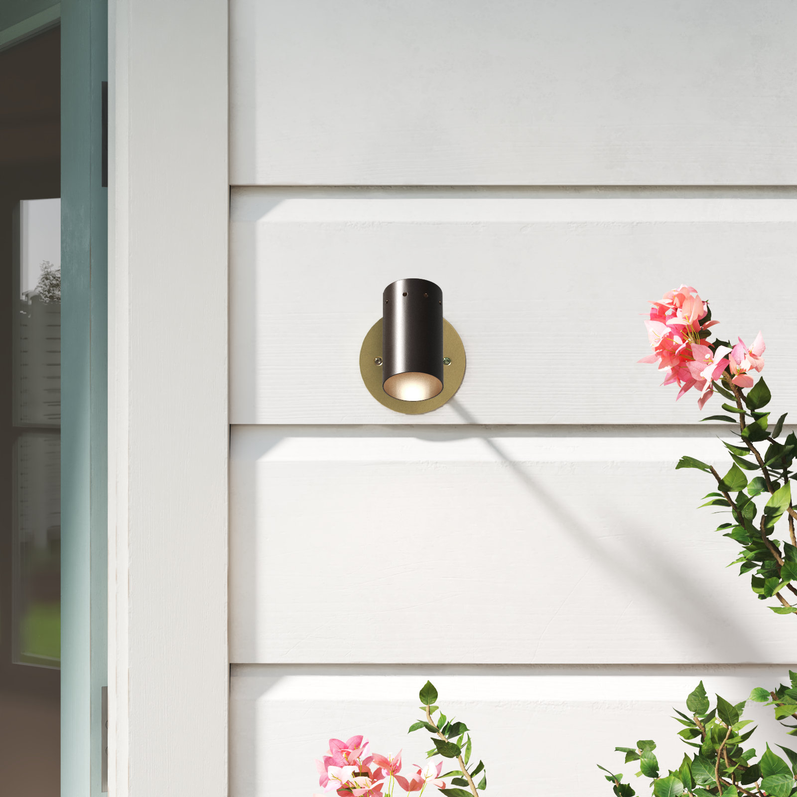 Single Light Cylinder Outdoor Wall Light, Oiled Bronze