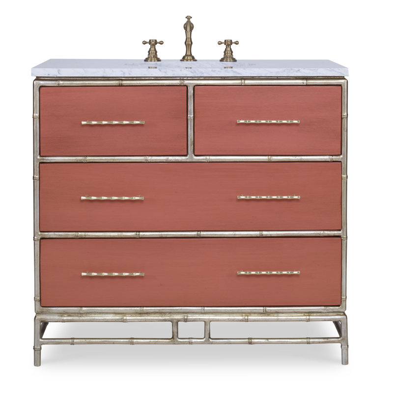 Chinoiserie 38'' W Single Vanity, Coral