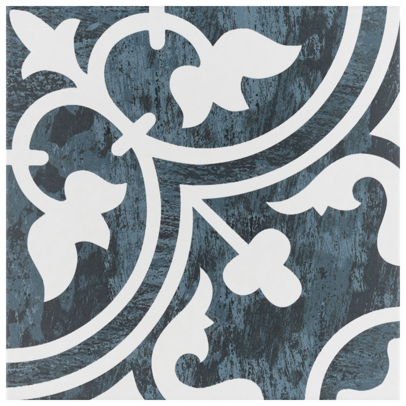Cassis Arte 10" x 10" Porcelain Patterned Wall & Floor Tile, Black Night