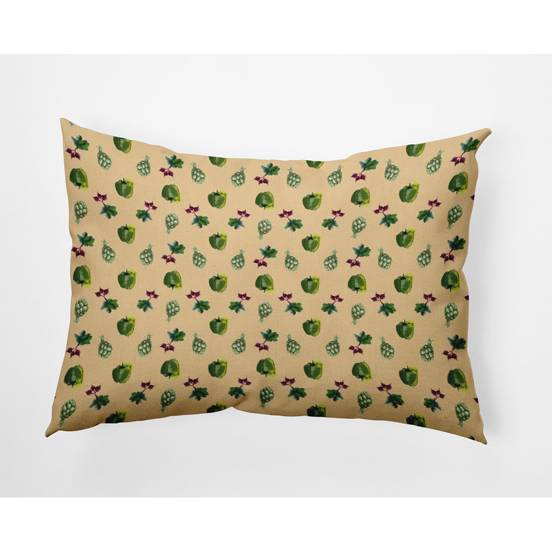 Coussin décoratif floral intérieur / extérieur en polyester, H 14 po x l 20 po, Rectangulaire