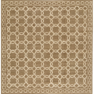 Tapis taupe noué à la main de haute qualité