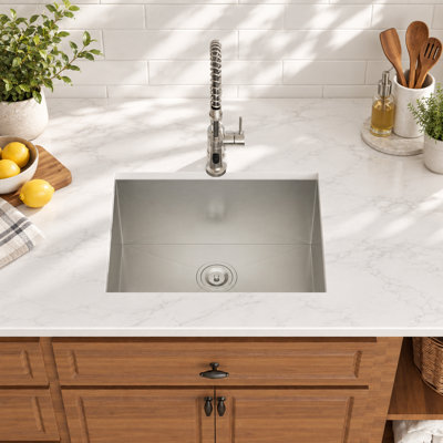 23.01 Inch Undermount Laundry Sink Deep Single Bowl 16 Gauge Stainless Steel Basin for Laundry Room