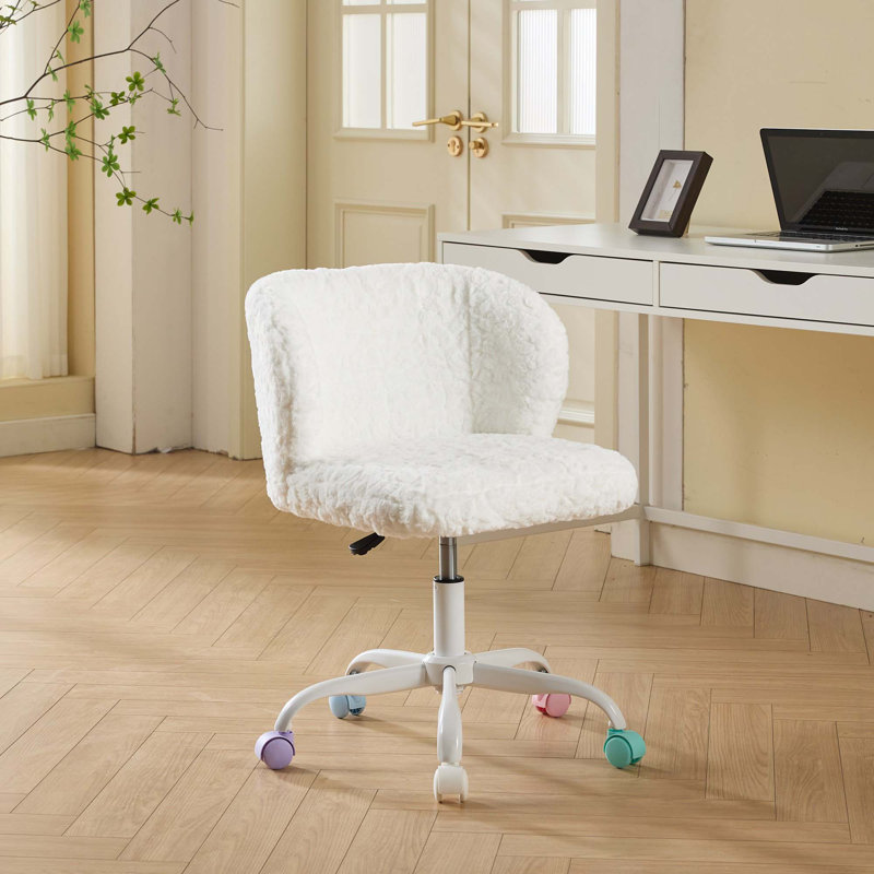 Chaise de bureau pivotante réglable avec base en métal, Ivoire ivoire