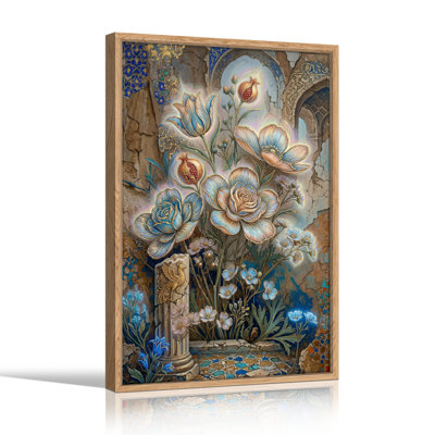 Ensemble de 1 tableau sur toile représentant un jardin floral