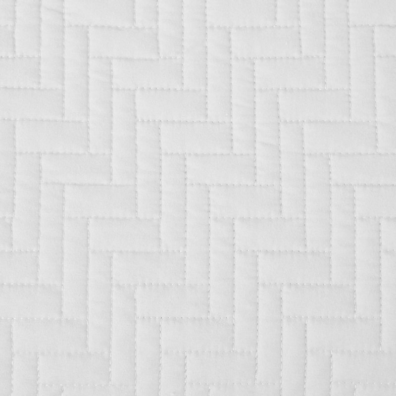 Lightweight Herringbone Stitch Microfiber Quilt Set, 3, Queen Quilt + 2 Standard Shams, White