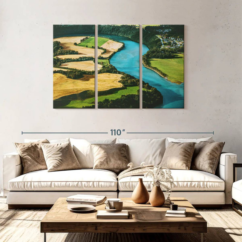 Paysage de ferme Alvord en Norvège, H 48 po x l 74 po