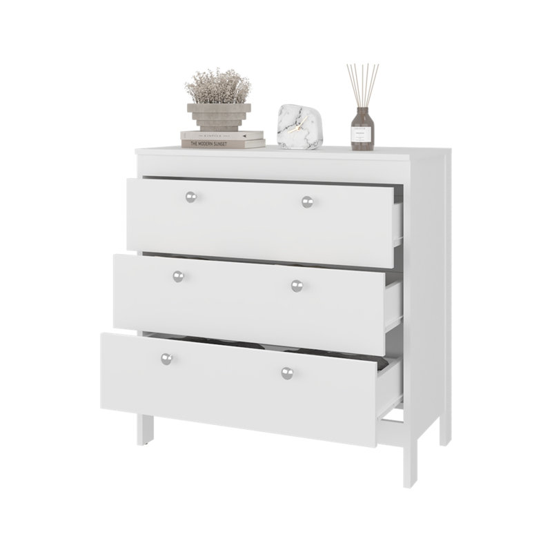Commode 3 tiroirs Modern, Blanc
