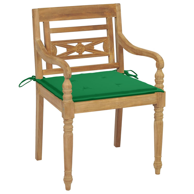 Chaises avec coussins 4 pièces Vidaxl, Vert