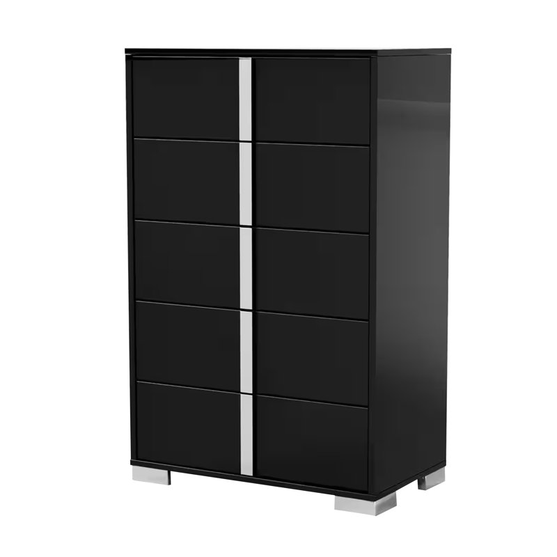 Commode contemporaine Sinistra, noir piano, Noir piano