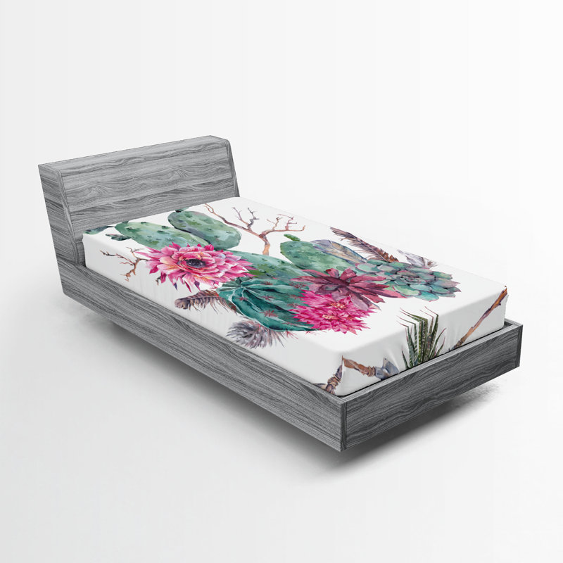 Ensemble de 2 draps-housses de cactus Ambesonne, Ensemble literie pour lit simple