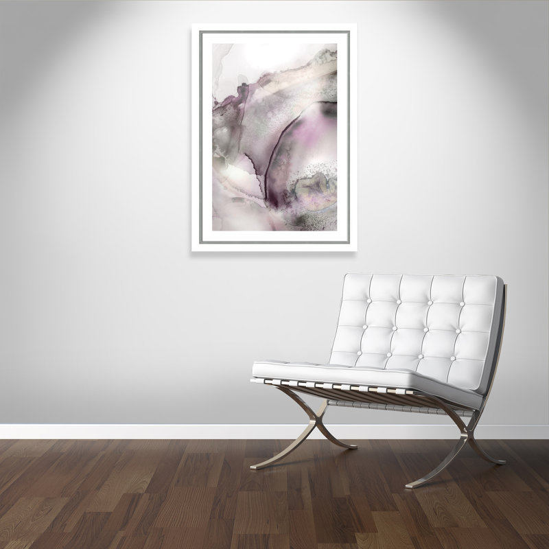 «Mist Bubbles II», reproduction de peinture à l'aquarelle encadrée, Cadre blanc et argent