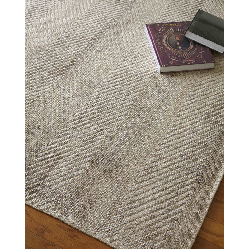 Honeycomb Chevron Area Rug in Khaki, Rectangle 12' x 15'