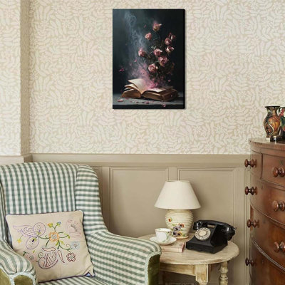 Dark Moody Canvas Wall Art Victorian Bookish Wall Decor Prints Dark Academia Magic Book Painting.